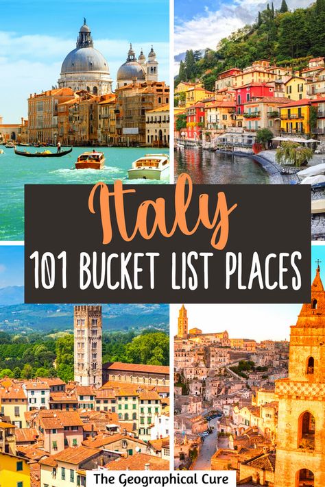Pinteret pin for bucket list for Italy, 100 must visit destination in Italy