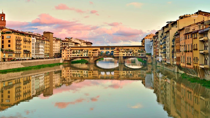 historic Florence, with the Ponte Vecchio in the center