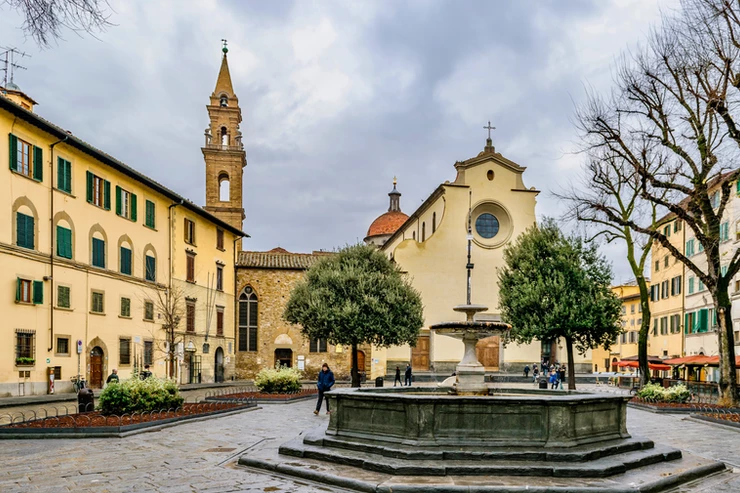 Piazza Santo Spirito in the now trendy Oltrarno district of Florence