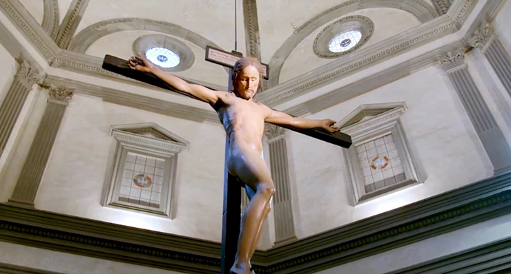 Michelangelo crucifix in the sacristy of Santo Spirito