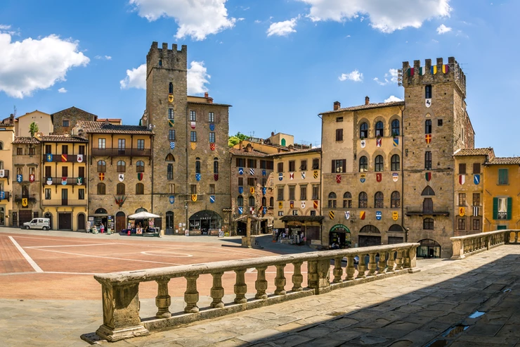 Piazza Grande, the main square Arezzo in Tuscany