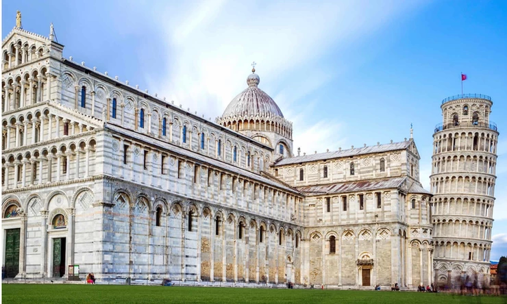 the Duomo and Leaning Tower on Pisa's Field of Miracles