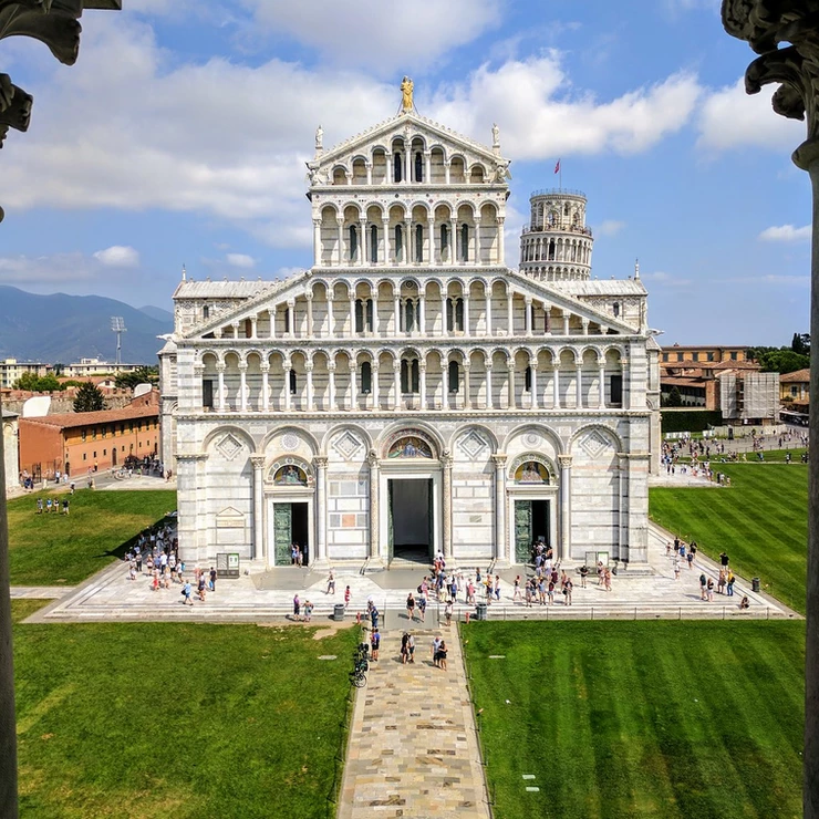 view of the Pisa Duomo from the Pisa Baptistery