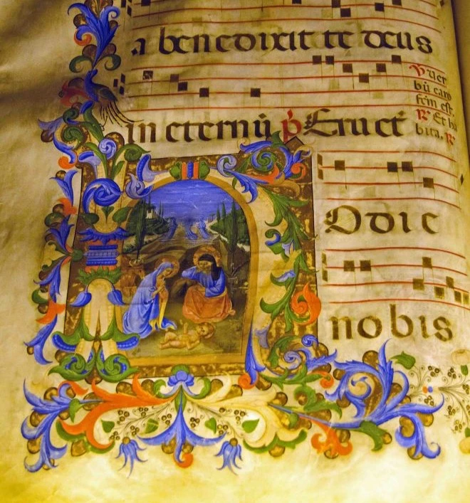 illuminated manuscript in the Michelozzo Library of San marco