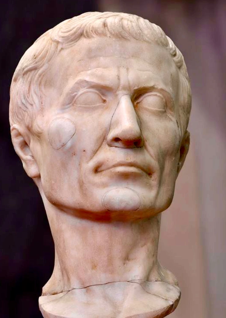marble bust of Julius Caesar from 30-20 BC in Pisa Italy