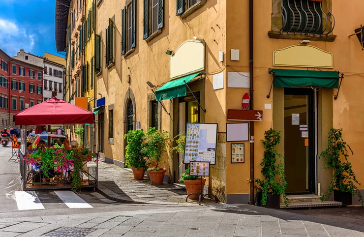 cozy narrow street in pretty Pisa