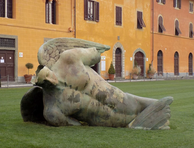 Igor Mitoraj, Fallen Angel Statue, 2012 -- on Pisa's Field of Miracles