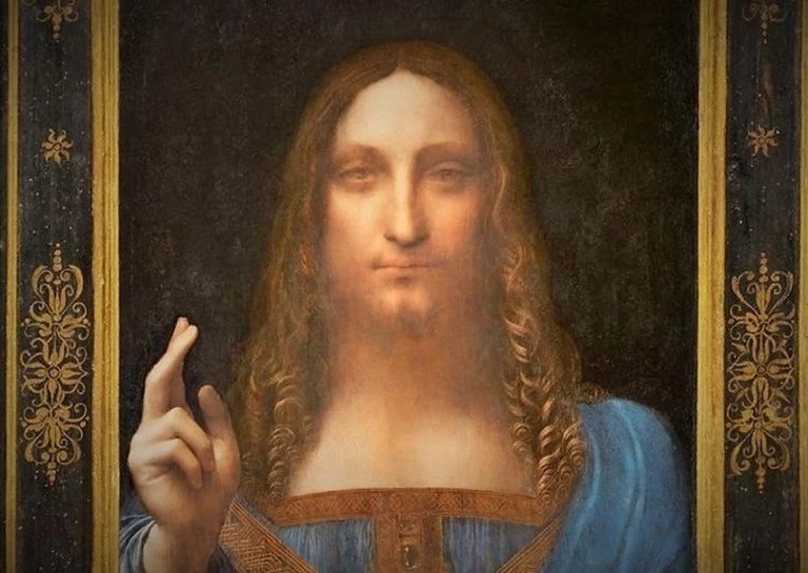 the Salvator Mundi painting, a possible Leonardo, that sold for 450 million in 2017
