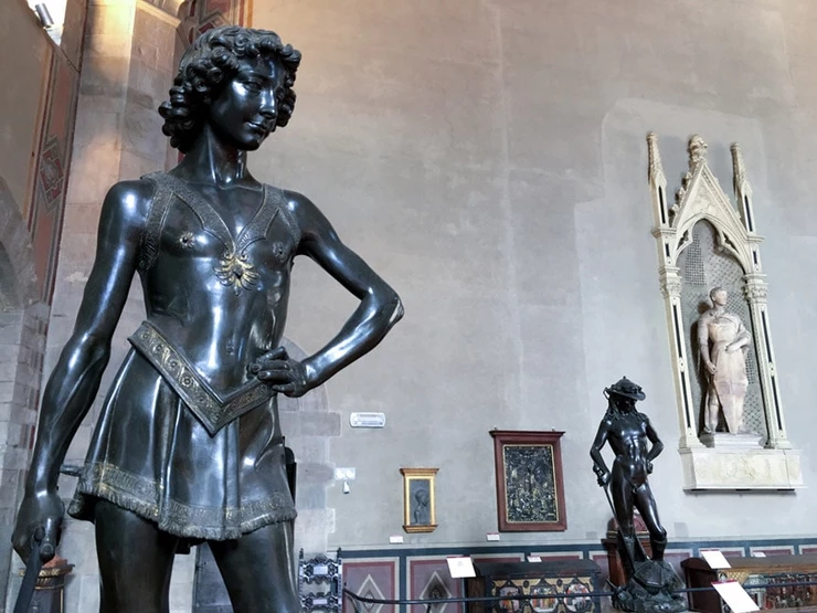 the Donatello Room in Florence's Bargello Museum, with Verrocchio's Bronze David on the left