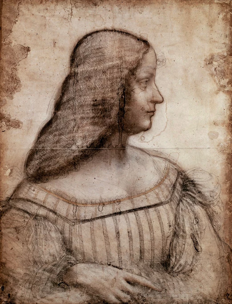 Leonardo da Vinci, Sketch of Isabella d'Este, circa 1500 --in the Louvre