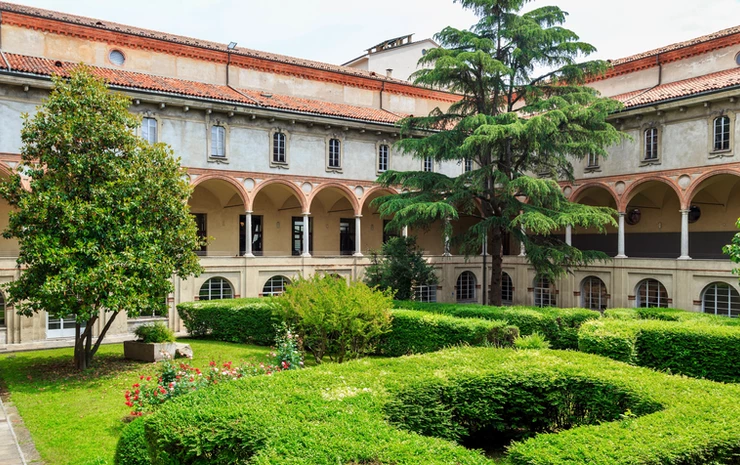 medieval cloisters that house Milan's Leonardo da Vinci Museum