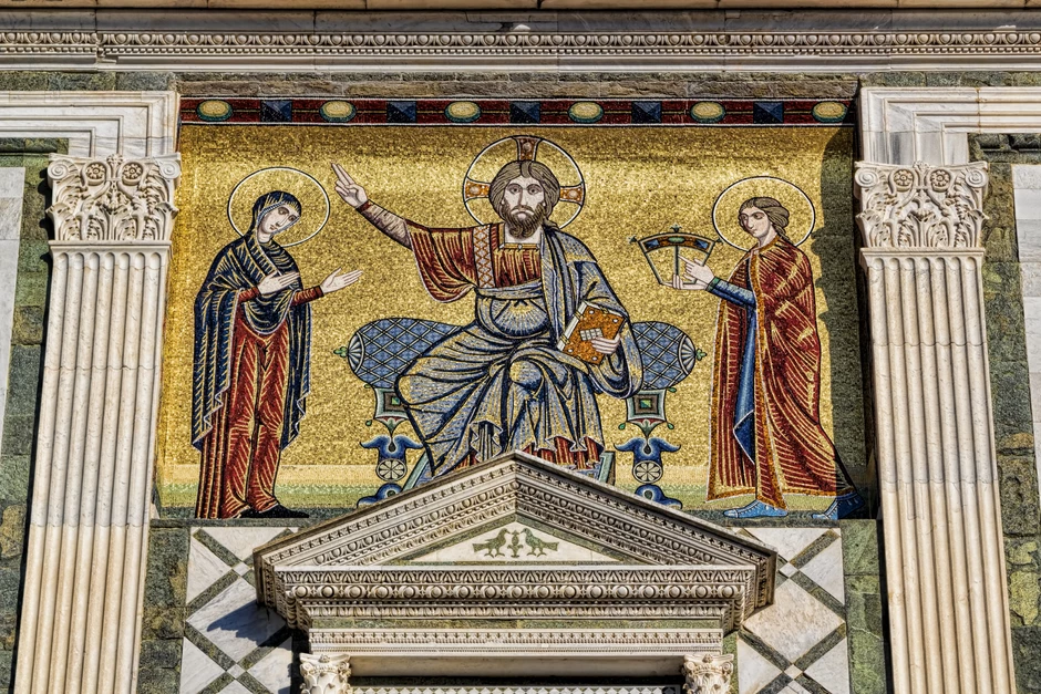 exterior facade with mosaic at the church of San Miniato al Monte