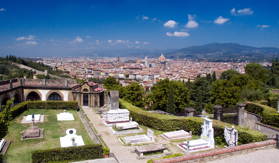 view of Florence from the monumental cemetery