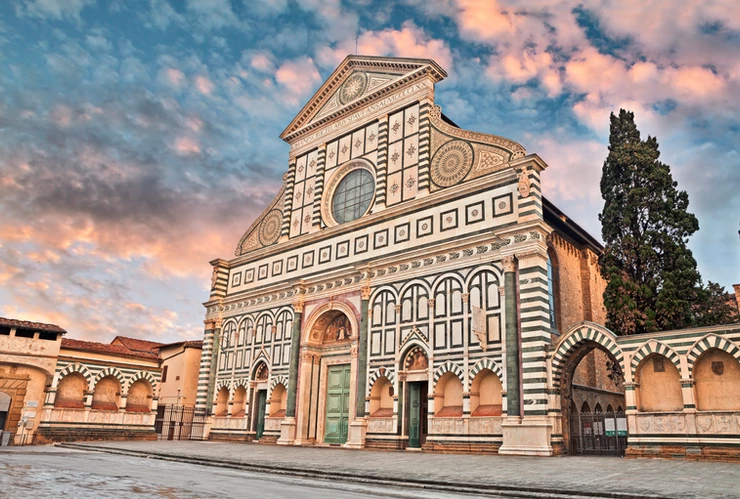 the marble facade of Santa Maria Novella
