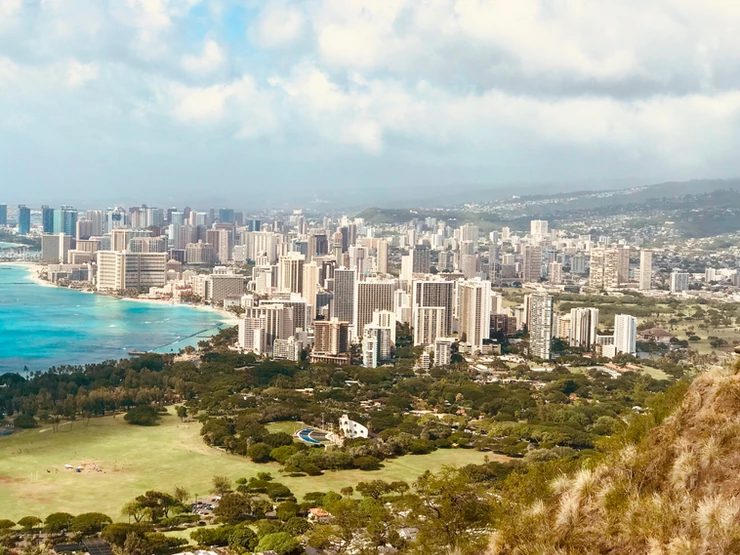 view of Honolulu from Diamondhead Crater