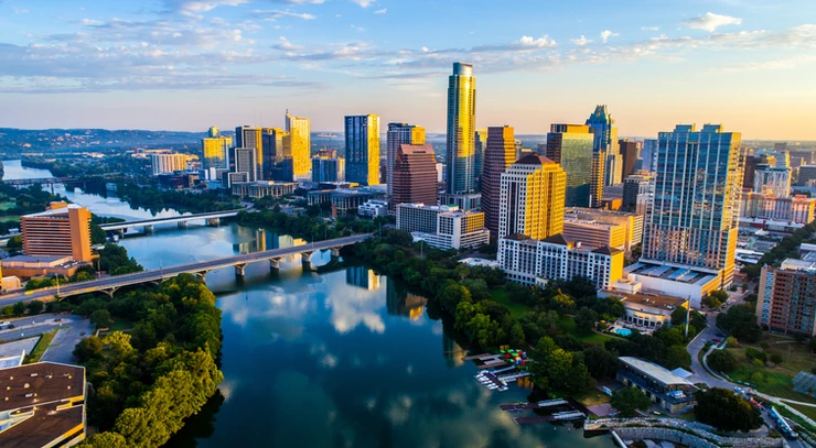 cityscape of Austin at sunrise