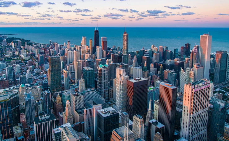 skyline of Chicago and Lake Michigan 