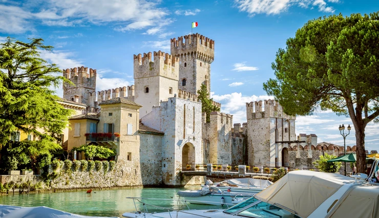 Rocca Scaligera Castle in Sirmione near Lake Garda, a famous landmark in Italy