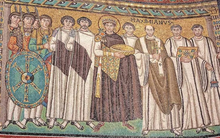the Justinian mosaic in the Basilica of San Vitale