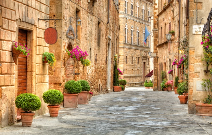 a beautiful street in medieval PIenza