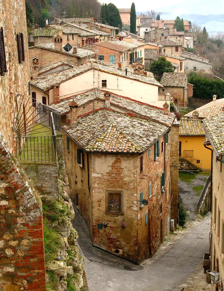 view of medieval houses in Montepulciano