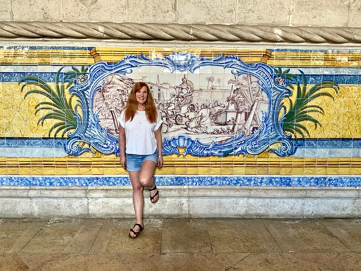 admiring the Refectory's azulejos