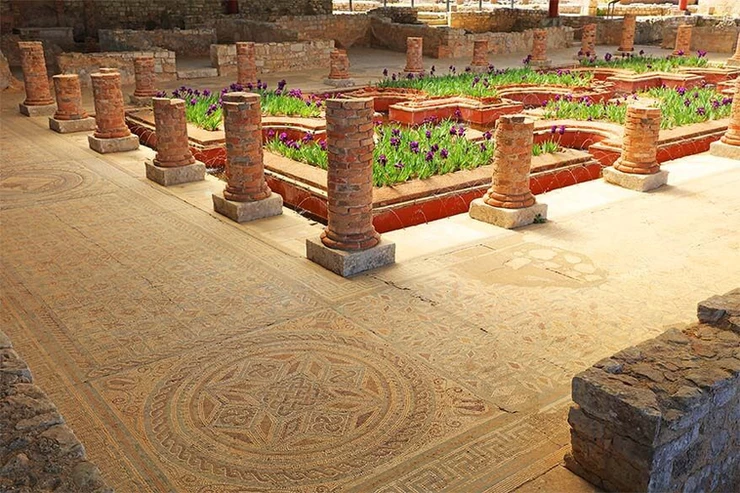 mosaic floor in the Roman ruins of Conimbriga