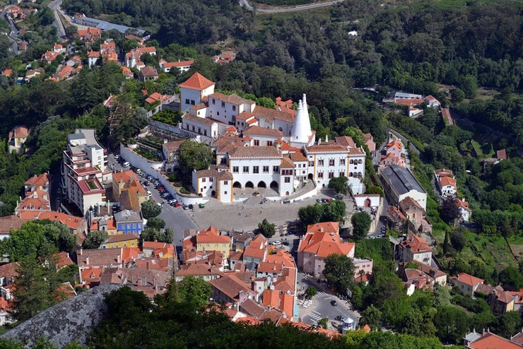 aerial view of Sintra and the National Palace