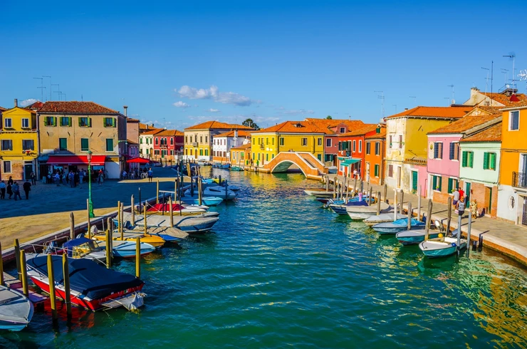 colorful homes on a channel in Murano