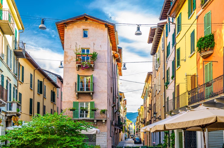 beautiful colored buildings in Brescia