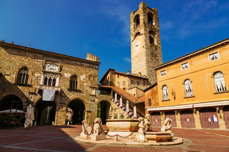 Piazza Vecchia in Bergamo, one fo the best small cities to visit in Europe