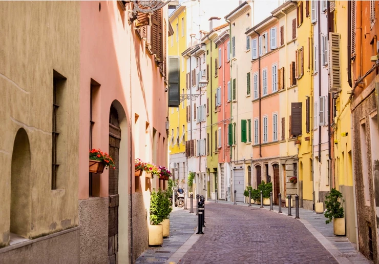 beautiful colored houses in Parma