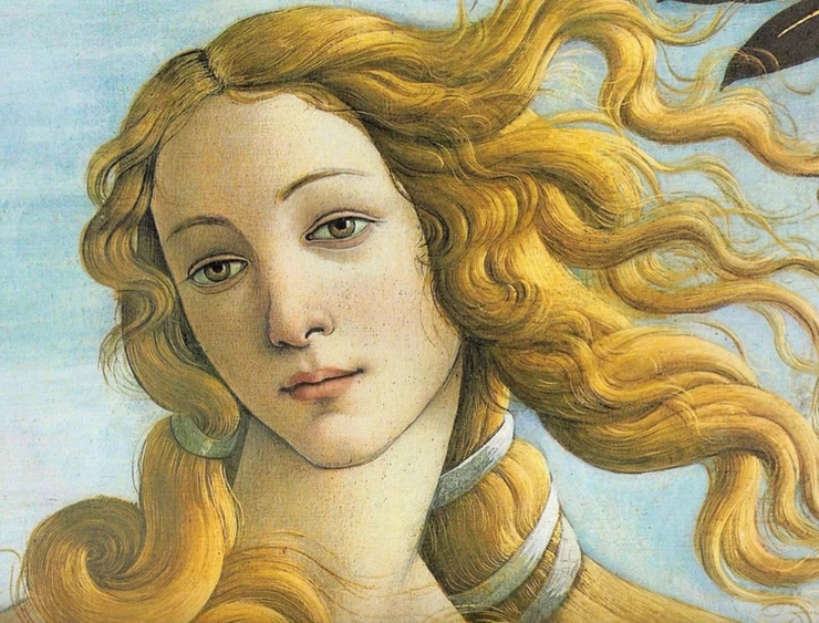 detail of Botticelli's Birth of Venus in the Uffizi Gallery