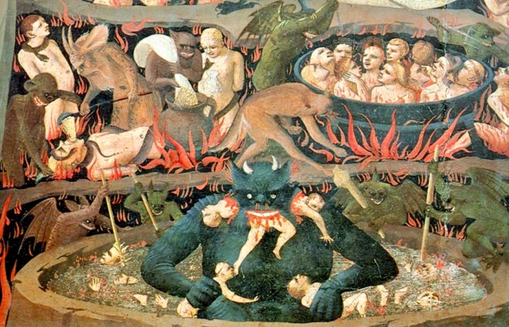 detail from hell in Fra Angelico's The Last Judgment