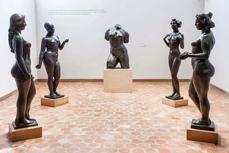Maillol female nudes in a gallery of the museum