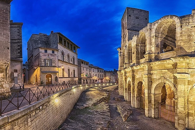 the Roman Arena (right) in Arles