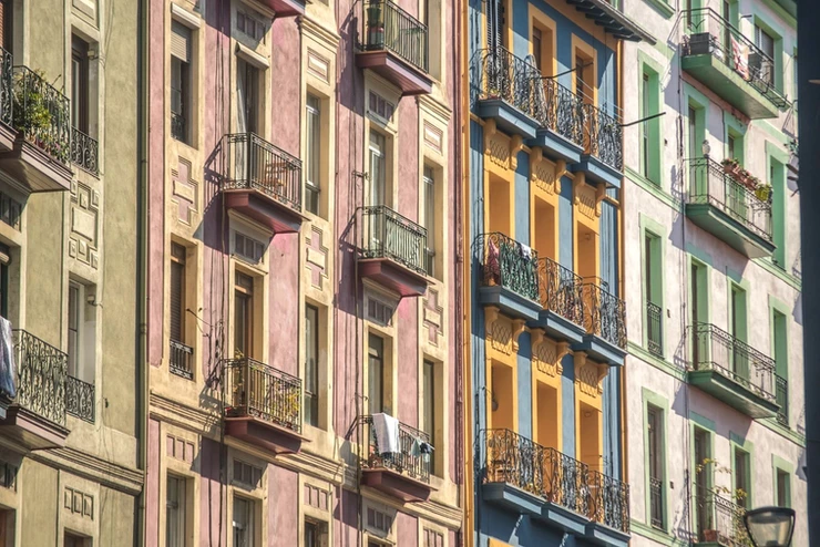 pastel colored homes in Bilbao 