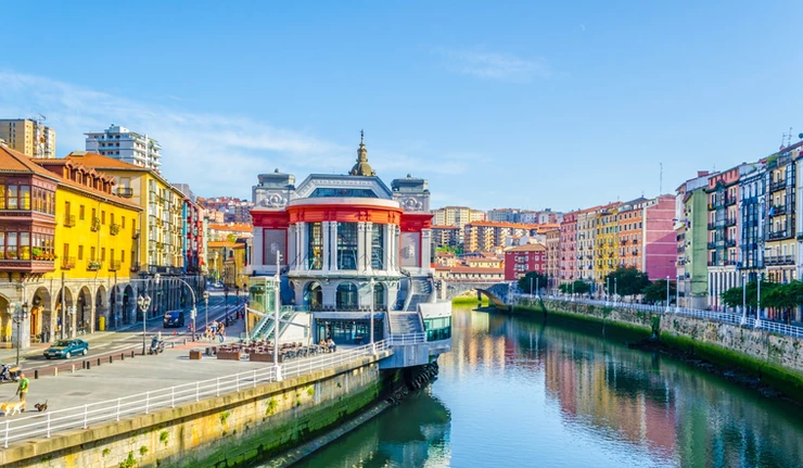the Ribera market perched on the Nervion River in Bilbao