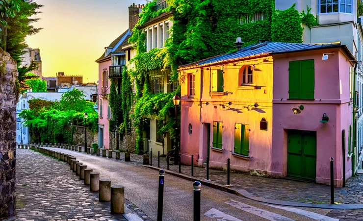 Maison Rose in Montmartre at sunset