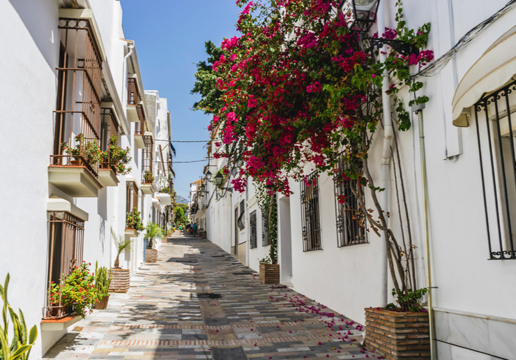 pretty lane in Marbella, one of the best day trips from Seville