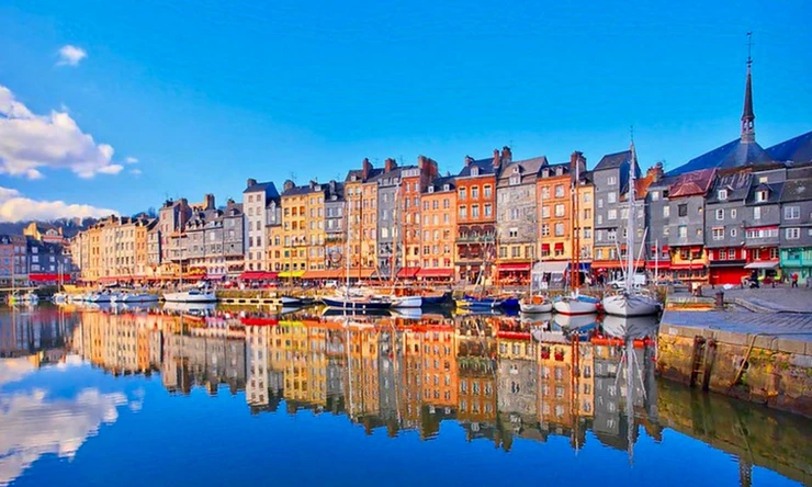 slender quayside houses in the beautiful town of Honfleur