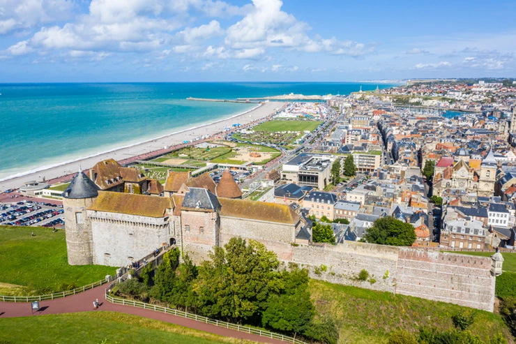 aerial view of the town of Dieppe in Normandy