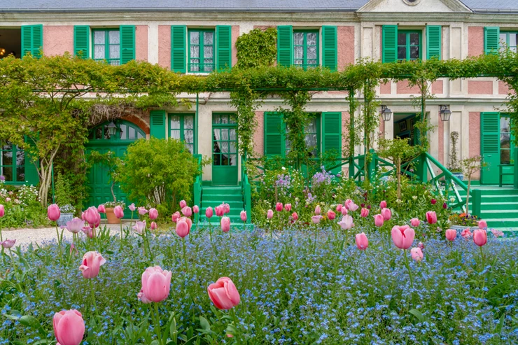 Monet's house in Giverny in tulip season