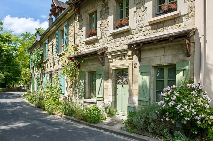 pretty lane in Auvers-sur-Oise in northern France, a Vincent Van Gogh town
