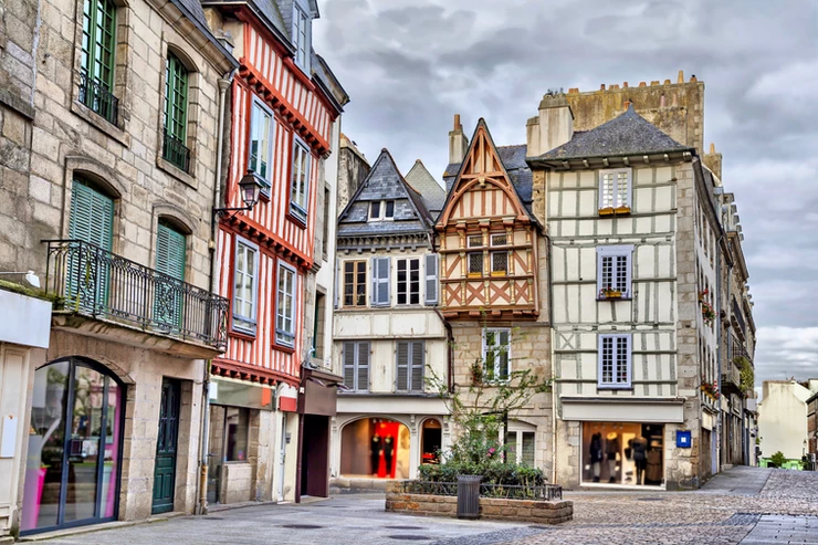 beautiful half-timbered architecture in Quimper, a must see town in northern France