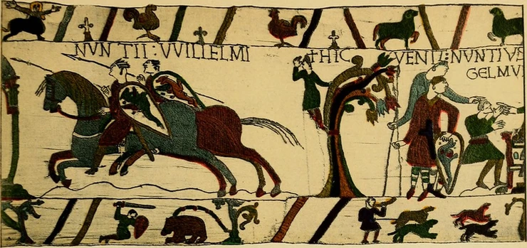 detail of the Bayeux Tapestry, which has 50 scenes depicting the Norman conquest 