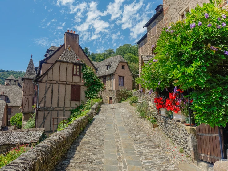 typical cobbled streets in Conques France