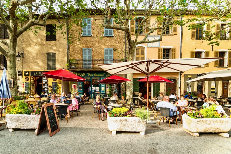 cafes in the shade of Sycamores in Tourtour France