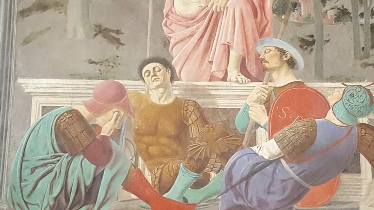detail of Piero della Francesca's Resurrection in the Civic Museum of Monterchi