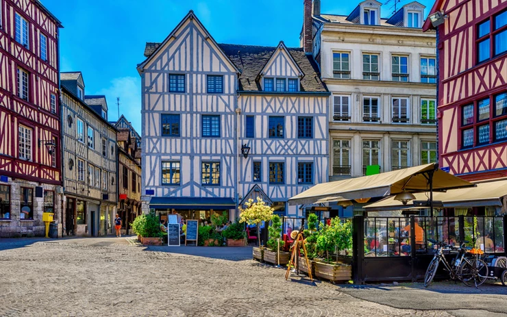 beautiful half-timbered architecture in medieval Rouen France